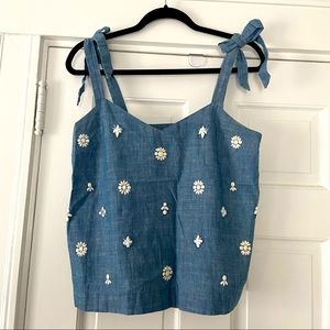 J.Crew Embellished Chambray Tank Top